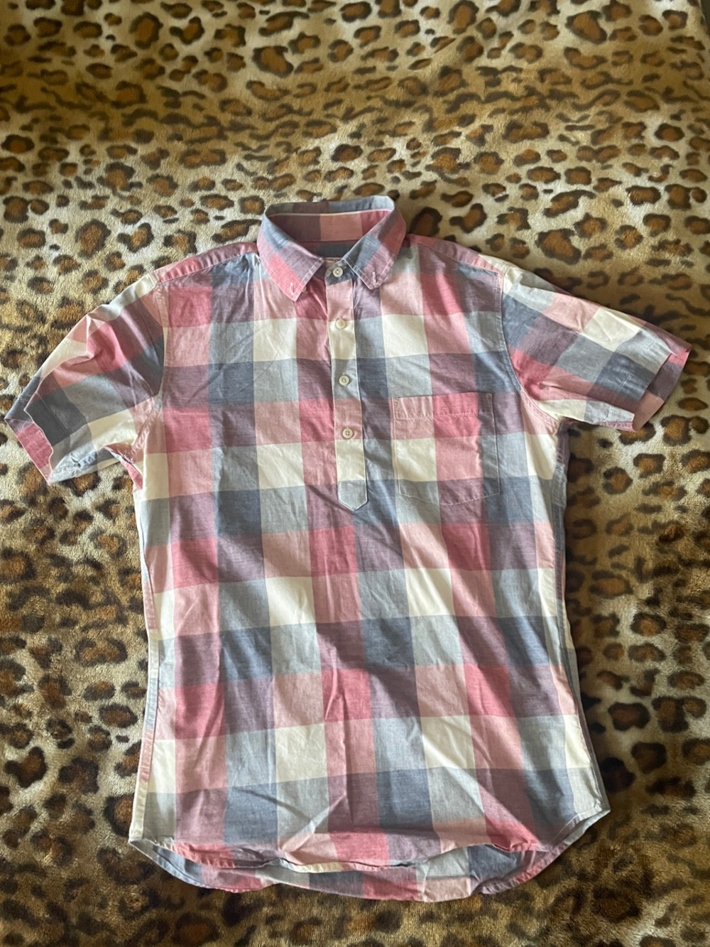 Merona Short-Sleeve Plaid Button-Down Shirt - Pink & Blue